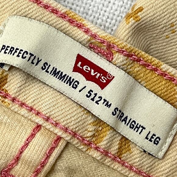 Levi's Perfectly Slimming 512 Straight Leg Jeans Women's 14 Floral Print Yellow - Picture 10 of 14